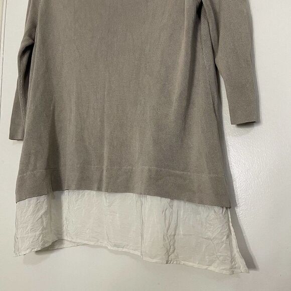 Hugo Boss Tan knit silk hem round neck sweater top size Medium - Picture 2 of 5